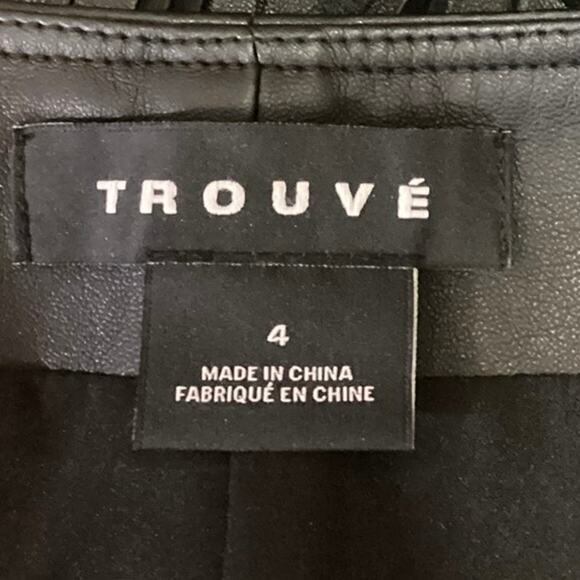 Trouve Black Frill High Waisted Vegan Faux Leather Western Cowboy Mini Skirt 4 - Picture 4 of 5